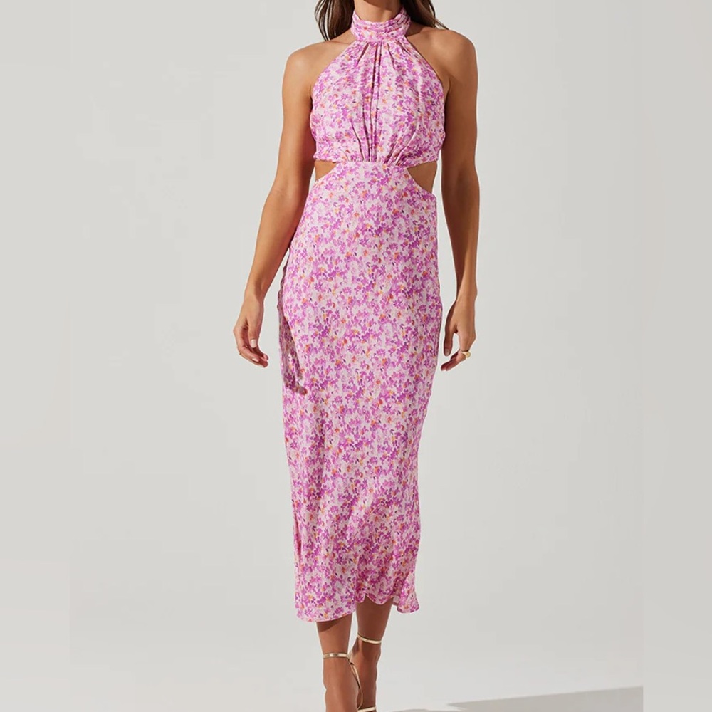Astr The Label Ambretta Floral Halter Midi Dress, size Small. Worn once.